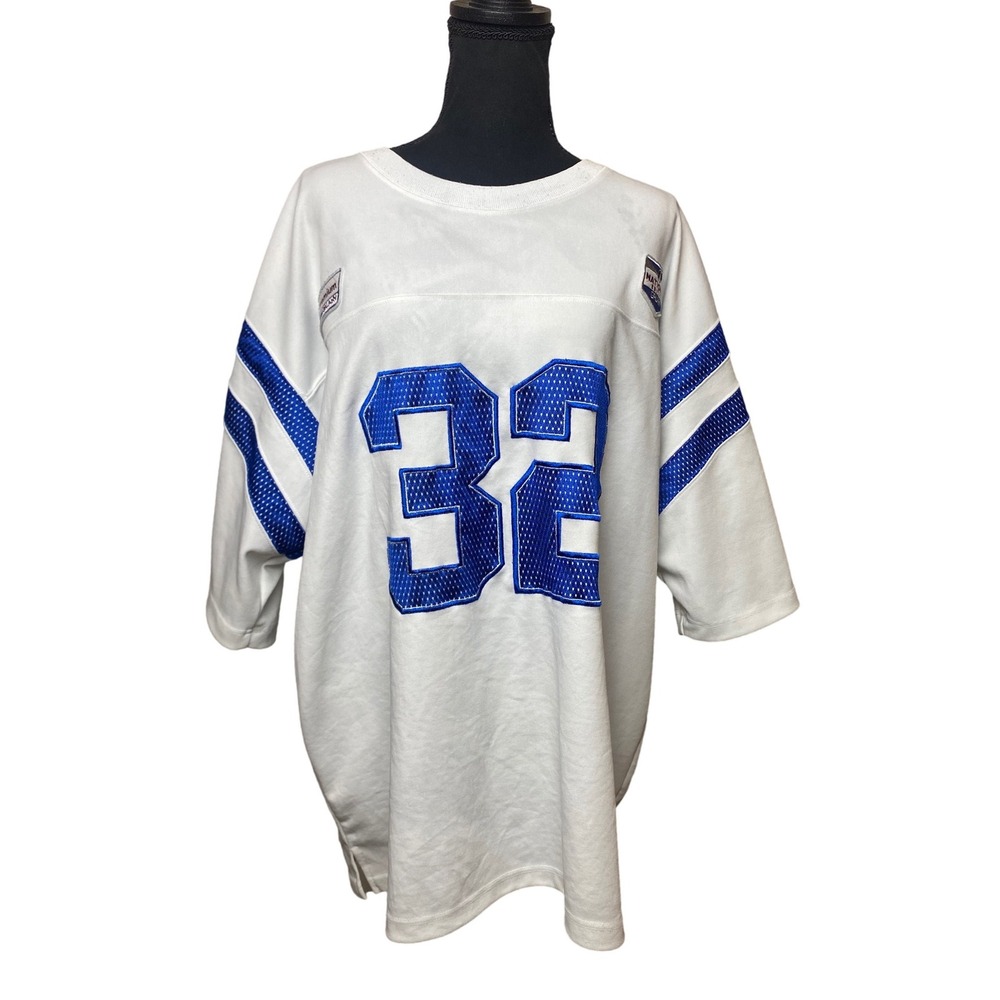 Galaxy by Harvic Mens 2XL White Blue Mesh 32 Football Jersey Cotton Streetwear